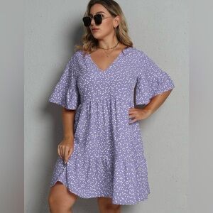 Very cute, flowy, light purple dress decorated with white hearts